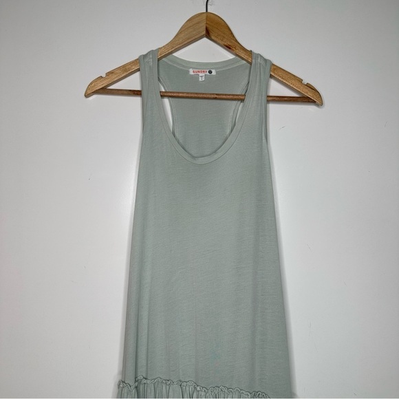 SUNDRY Anthropologie Mint Green Tiered Racerback Maxi Dress Size Small - Picture 5 of 9